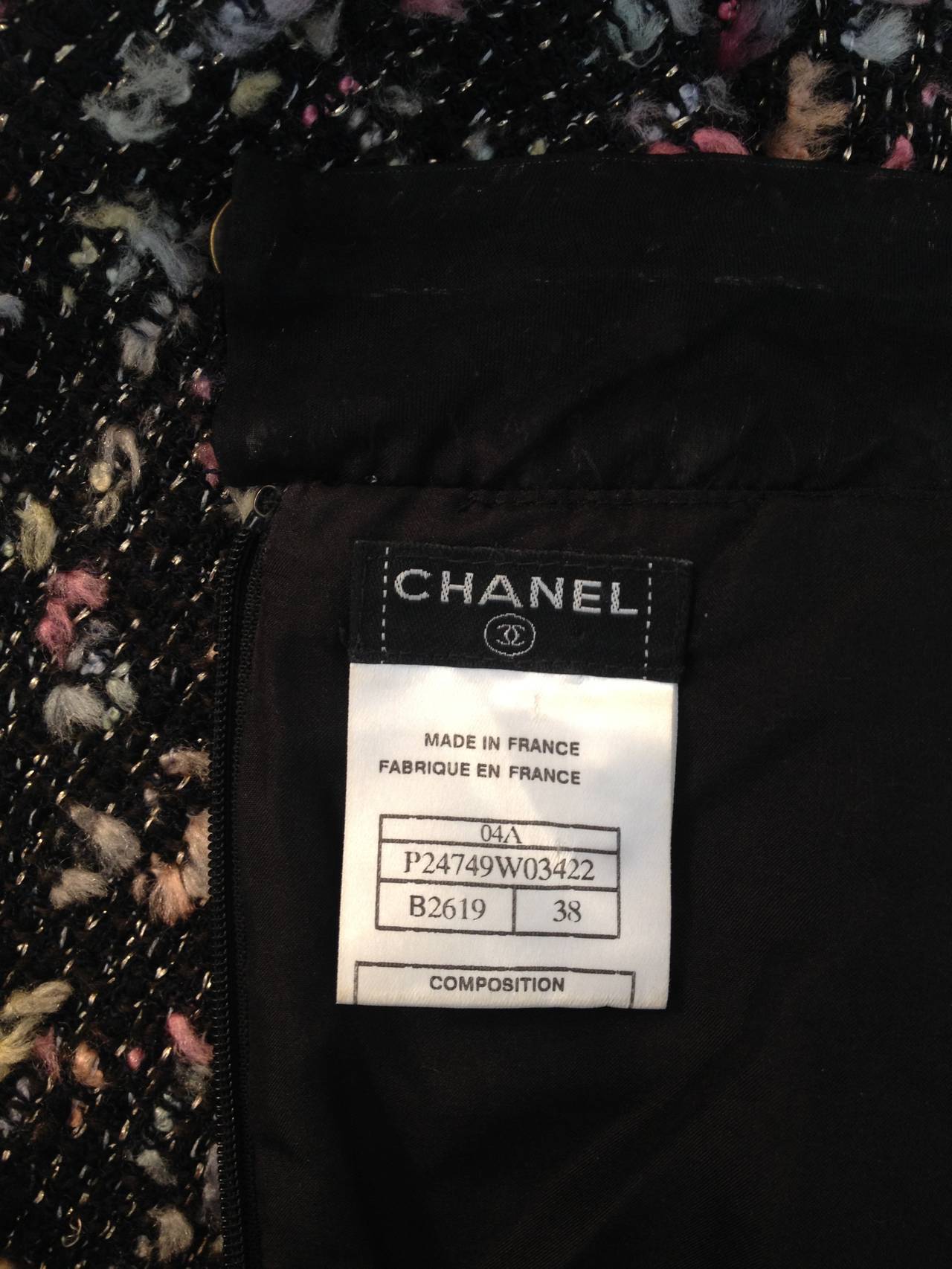Chanel Black Tweed and Chiffon Dress 4