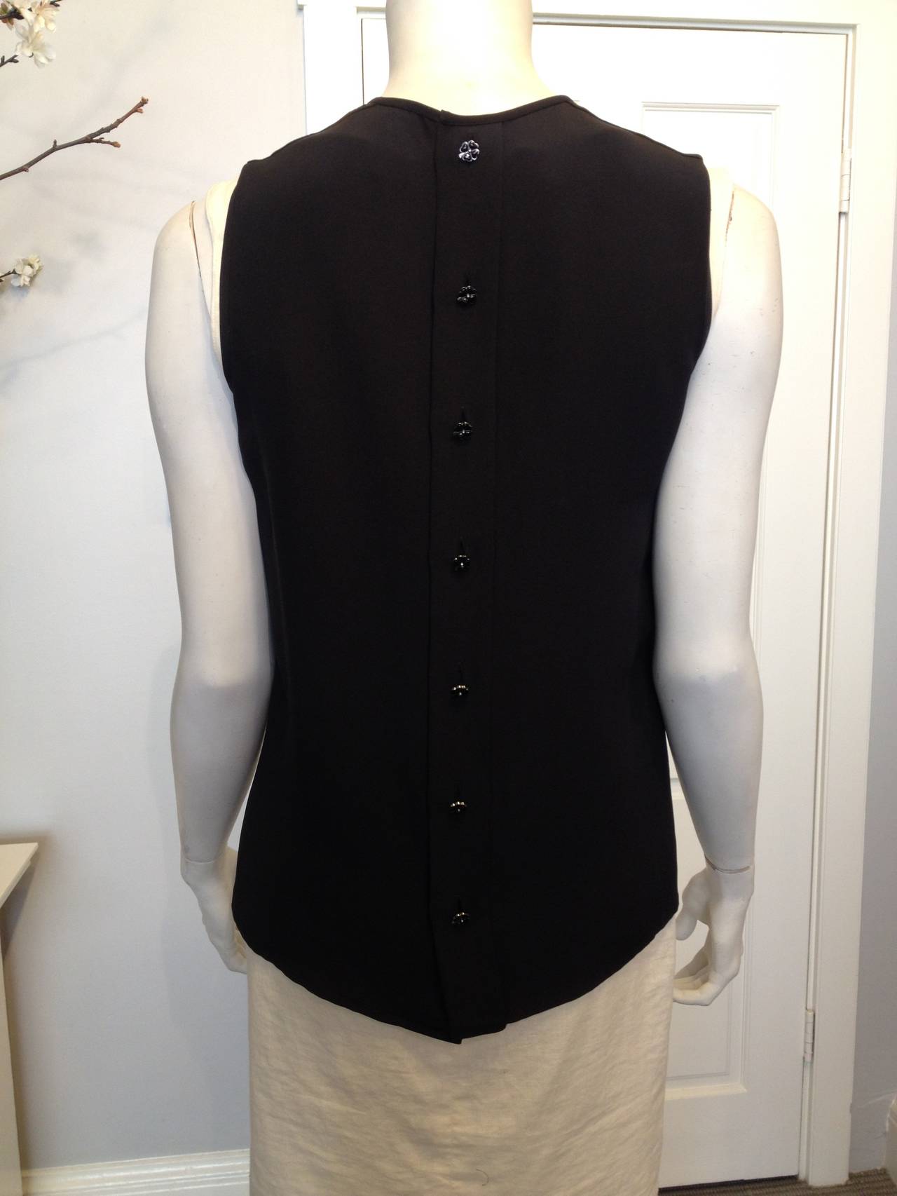 Chanel Black Silk Pleated Top In New Condition In San Francisco, CA
