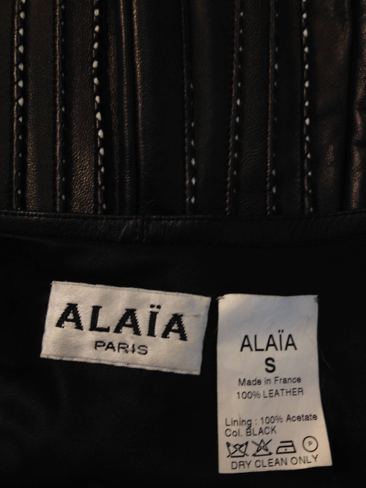 Alaia Black Leather Pleated Skirt 2