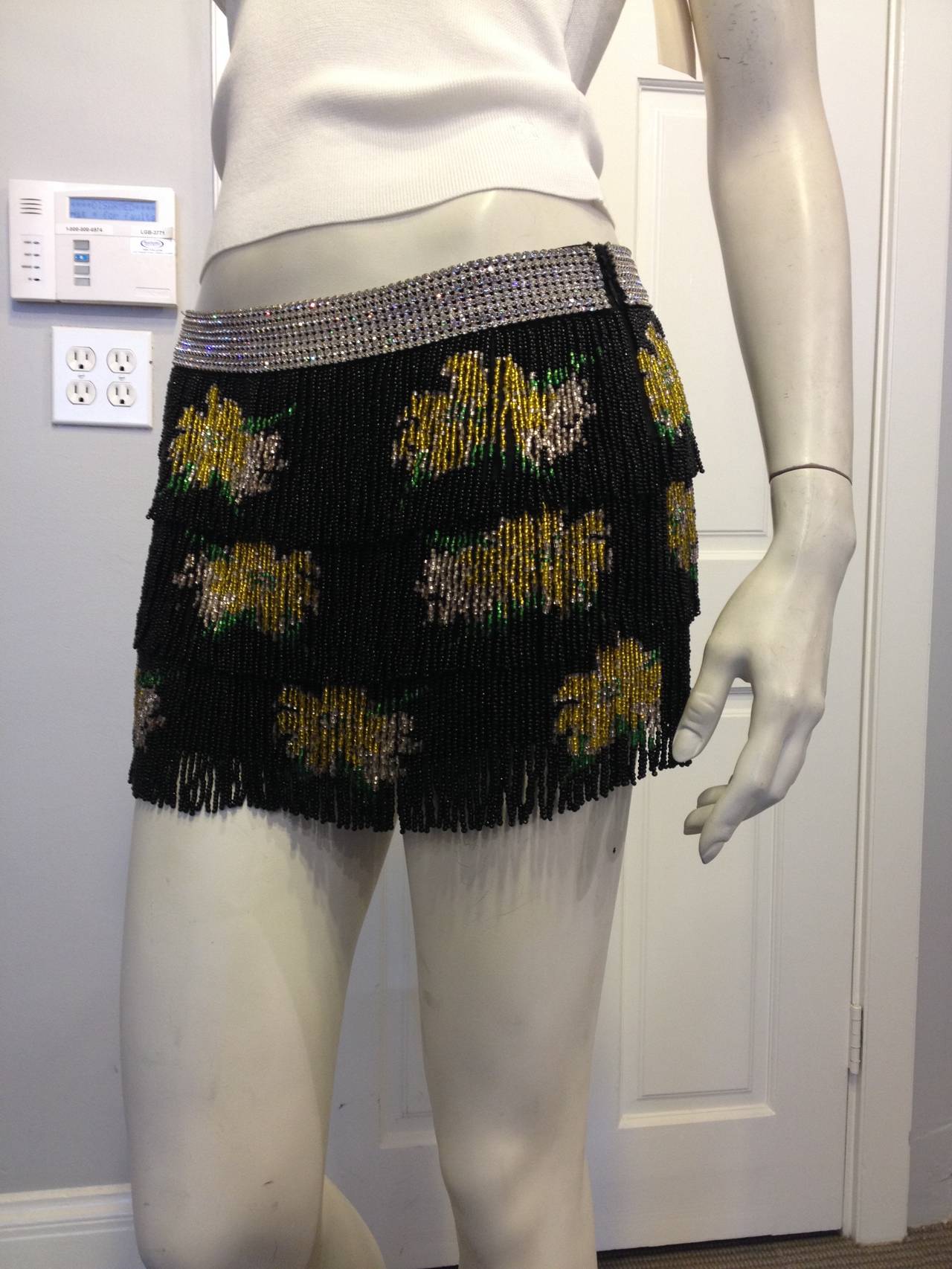 Dolce & Gabbana Beaded Fringe Mini Skirt In Excellent Condition In San Francisco, CA