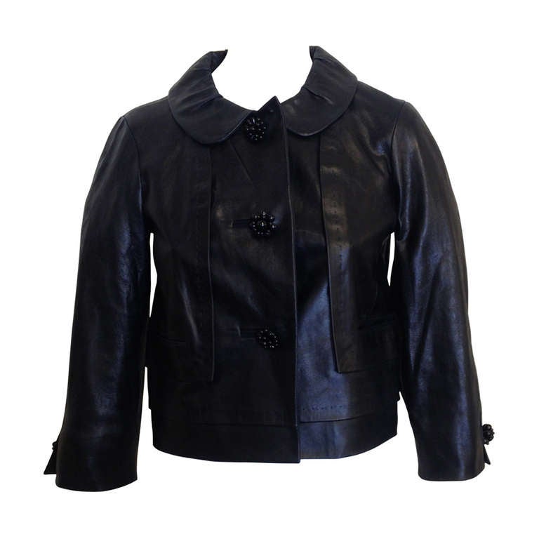 Louis Vuitton Navy Leather Jacket