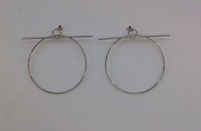 Hermes Silver Loop TGM Earring at 1stDibs | hermes loop earrings