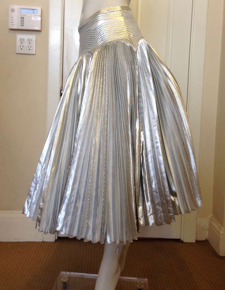 Alexander McQueen Silver Skirt In Excellent Condition In San Francisco, CA