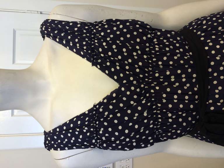 Prada Navy Polka Dot Dress In Excellent Condition In San Francisco, CA