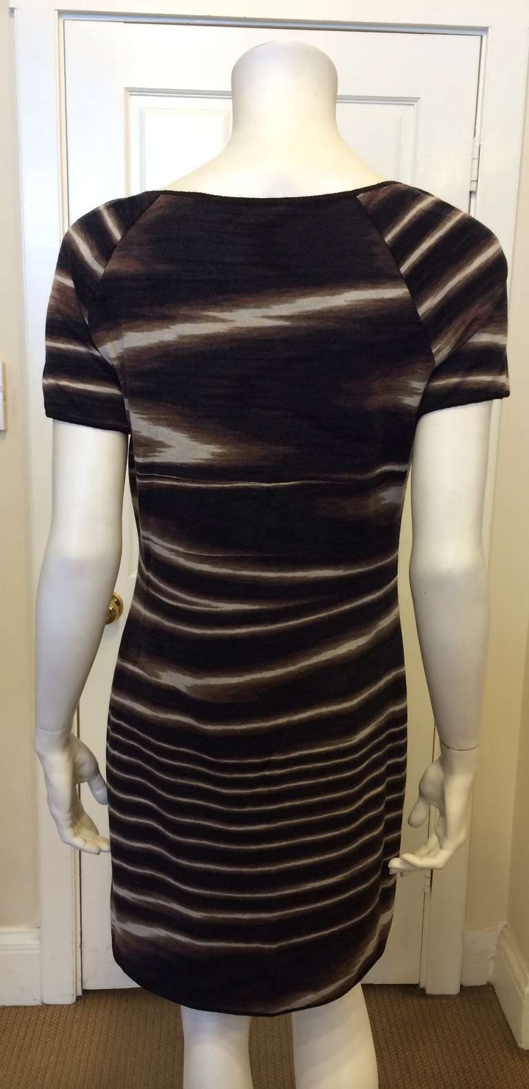 Missoni Brown Striped Knit Dress In New Condition In San Francisco, CA