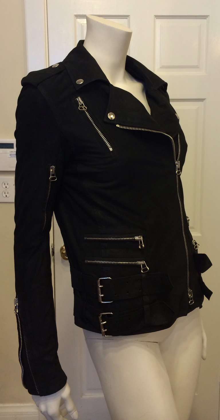 Balmain Black Leather Motorcycle Jacket In Excellent Condition In San Francisco, CA