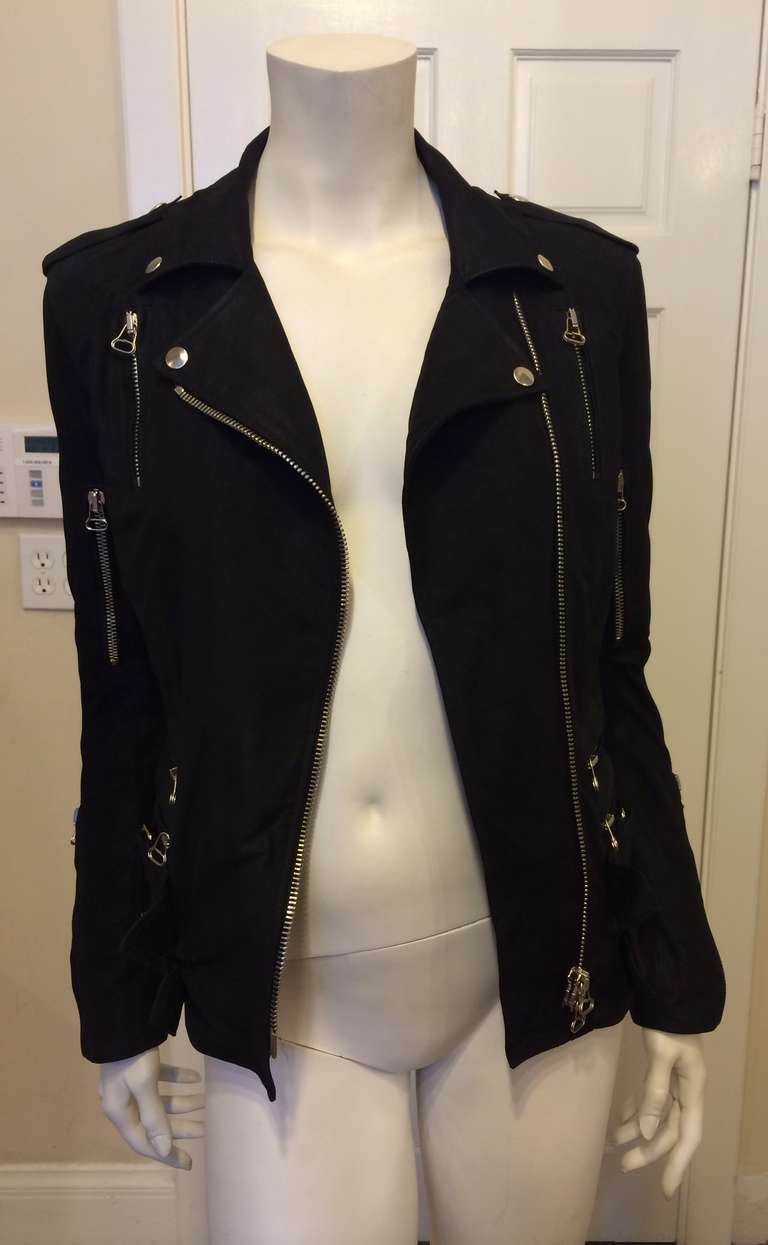 Balmain Black Leather Motorcycle Jacket 4