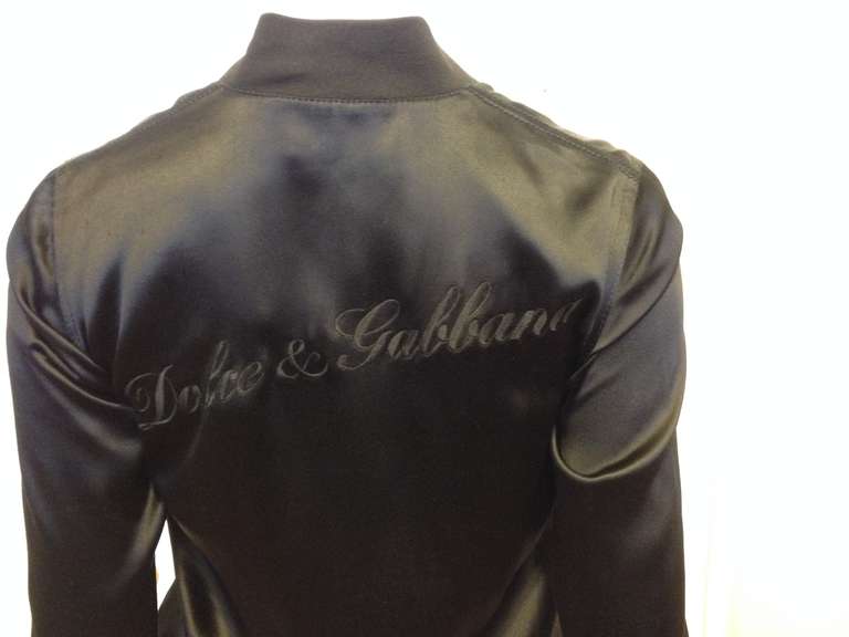 Dolce & Gabbana Black Satin Bomber Jacket 2