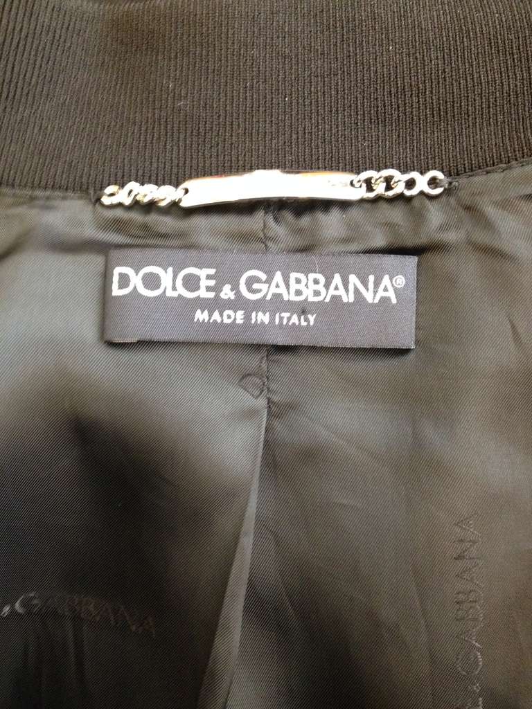 Dolce & Gabbana Black Satin Bomber Jacket 3