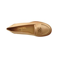 Chanel Pearlescent Cream Patent Loafer with Monogram