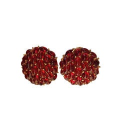 Ciner Red Berry Cluster Clip On Earrings