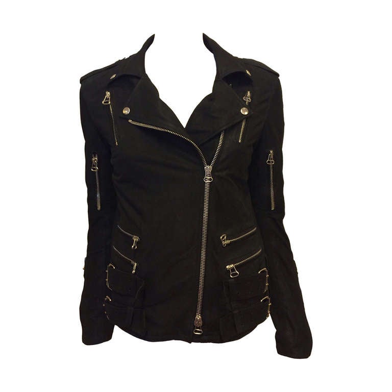 Balmain Black Leather Motorcycle Jacket