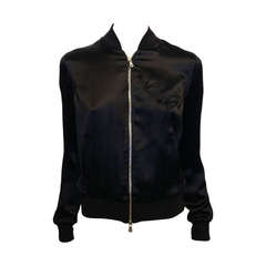 Dolce & Gabbana Black Satin Bomber Jacket