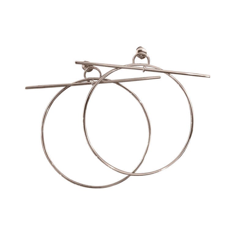 Hermes Silver Loop TGM Earring at 1stDibs hermes loop earrings