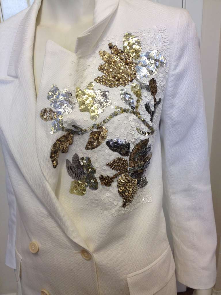 Dries Van Noten White Embellished Jacket In Excellent Condition In San Francisco, CA