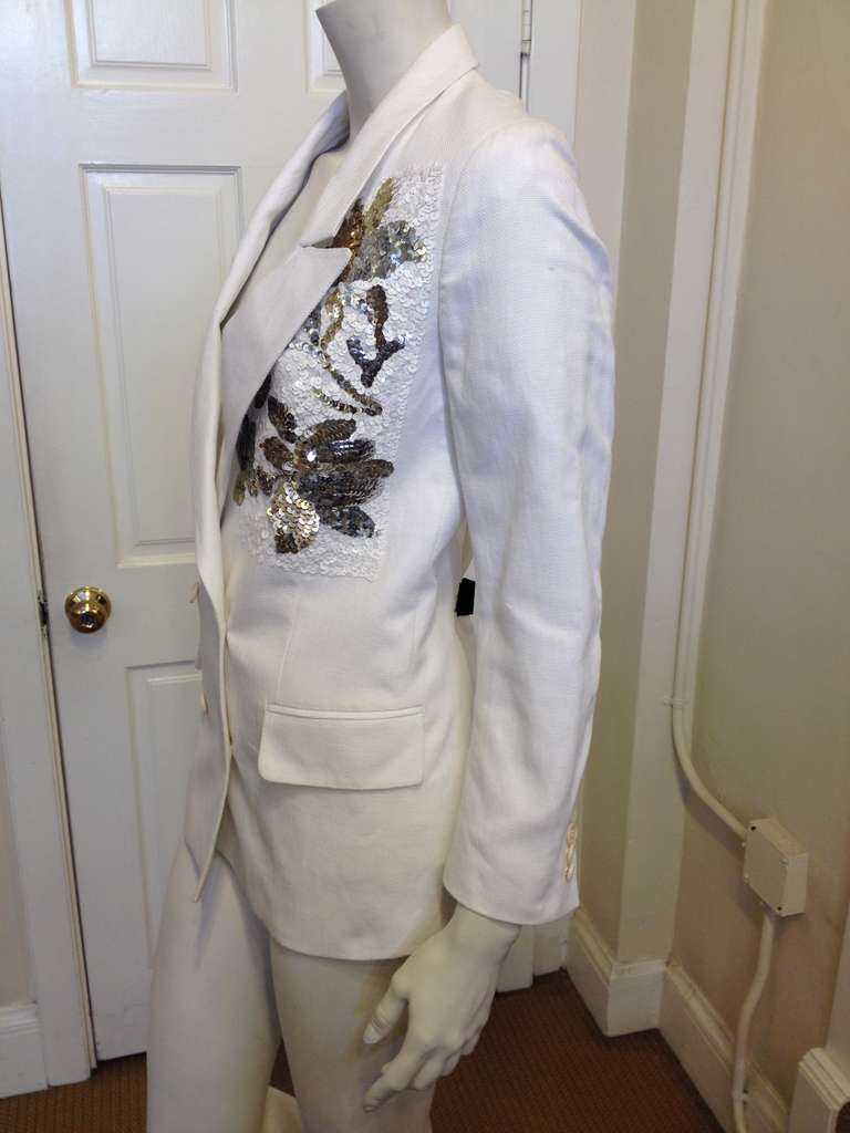 Women's Dries Van Noten White Embellished Jacket