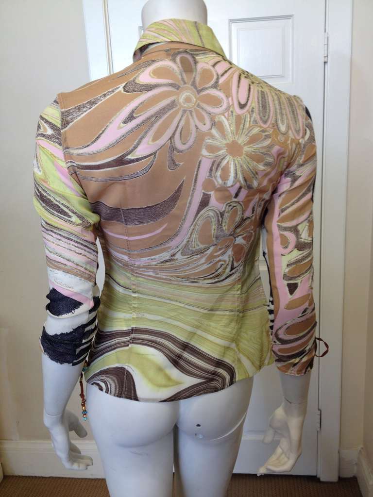 Roberto Cavalli Beige and Multicolor Blouse 2