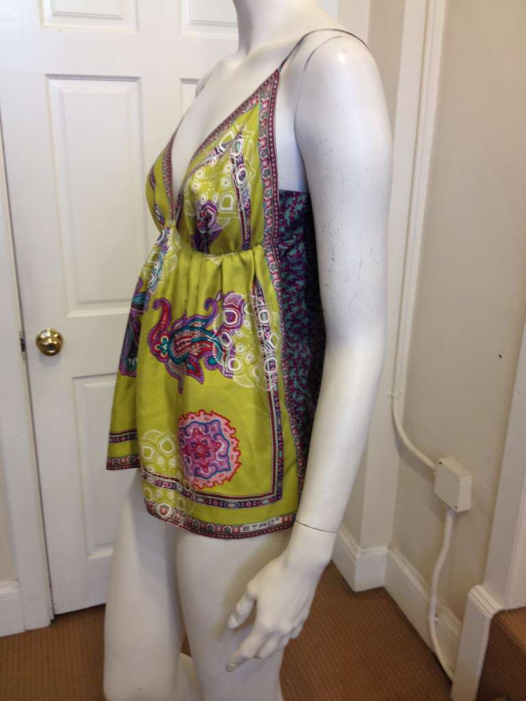 Etro Chartreuse and Purple Top In Excellent Condition In San Francisco, CA