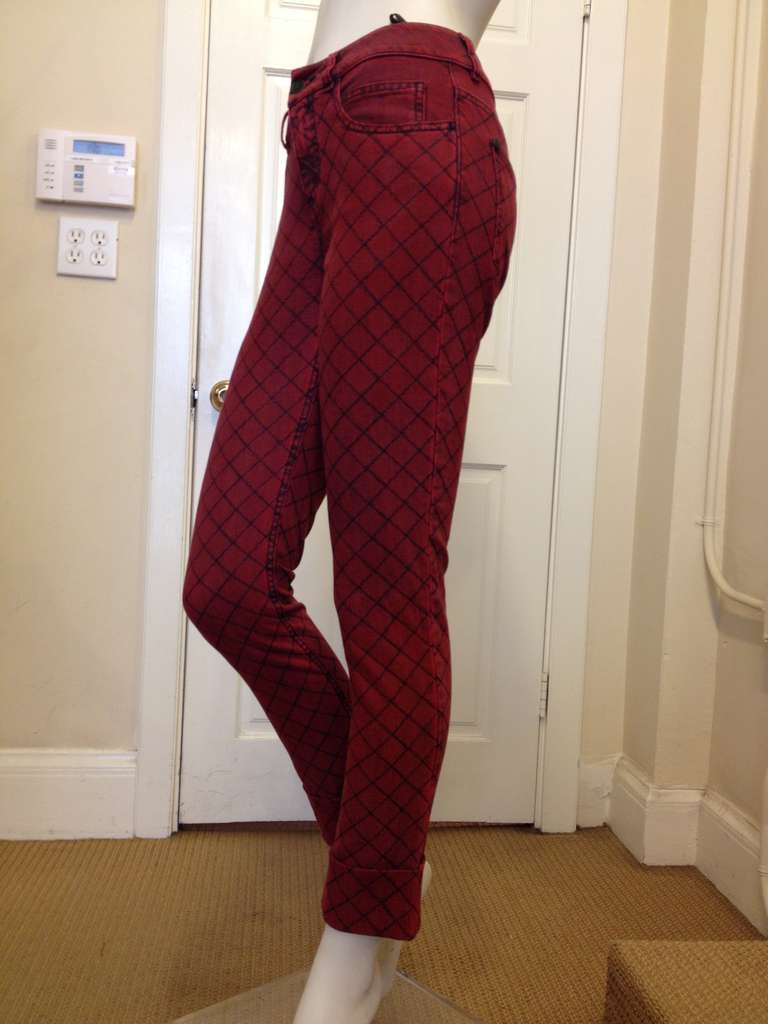 Chanel Red Quilted Jeans at 1stDibs chanel jeans, denim chanel
