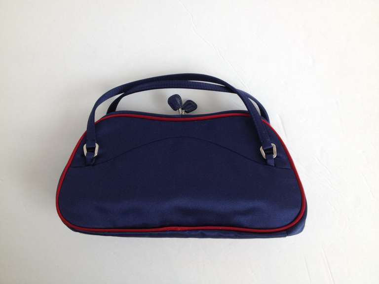 prada navy silk clutch bag  