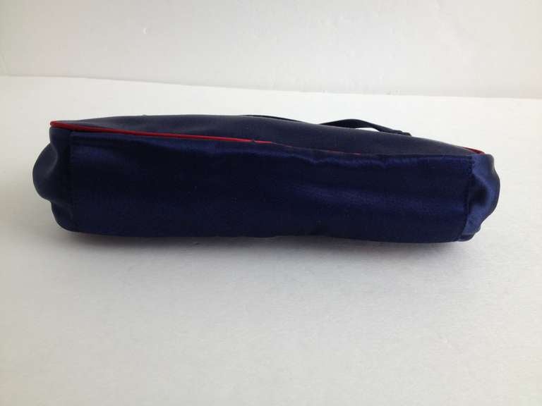 Prada Navy and Red Satin Clutch at 1stdibs  