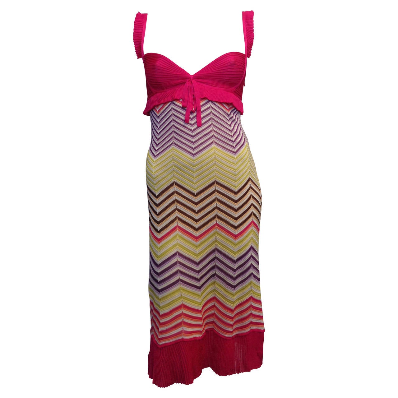 Missoni Fuchsia Multicolored Chevron Dress