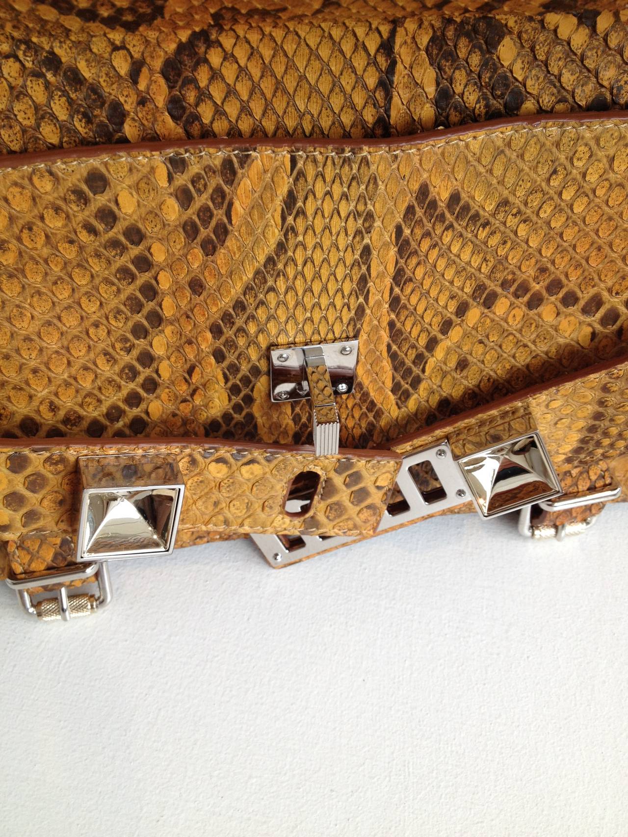 Brown Proenza Schouler Mustard Yellow Reptile PS11 Bag