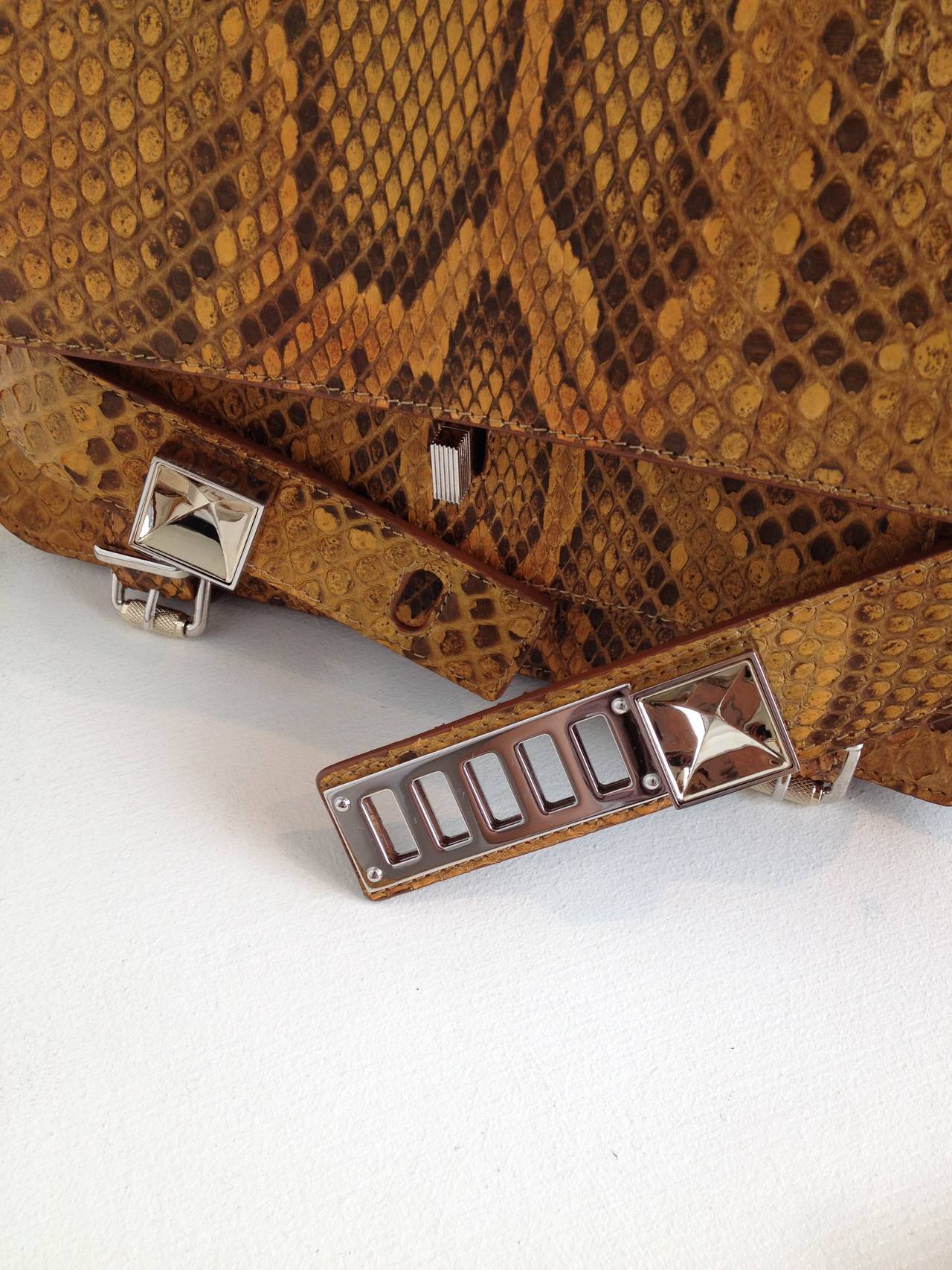 Proenza Schouler Mustard Yellow Reptile PS11 Bag In Excellent Condition In San Francisco, CA