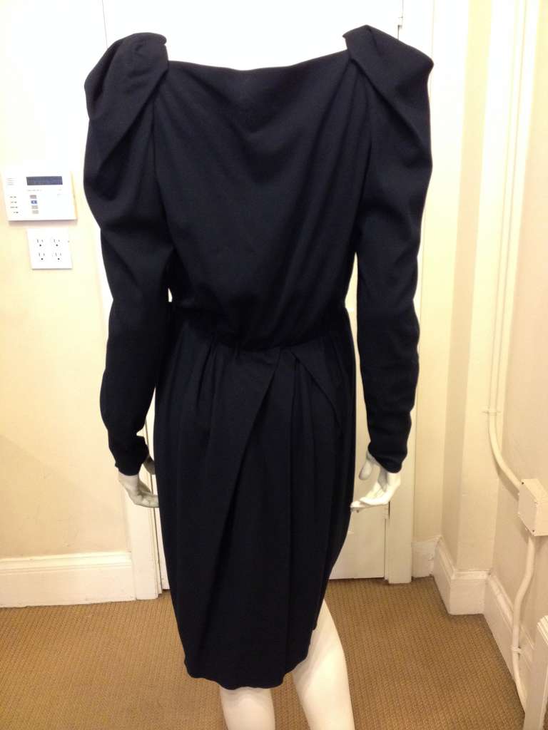 Lanvin Navy Long-Sleeved Dress In Excellent Condition In San Francisco, CA