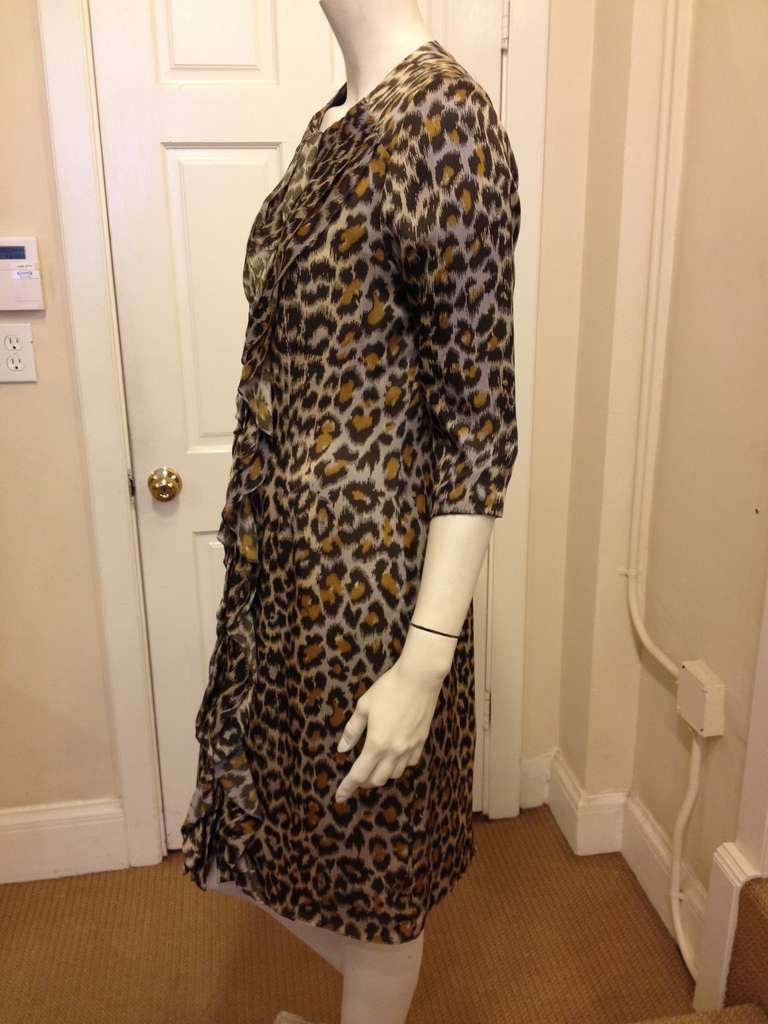Carolina Herrera Leopard Silk Dress In Excellent Condition In San Francisco, CA
