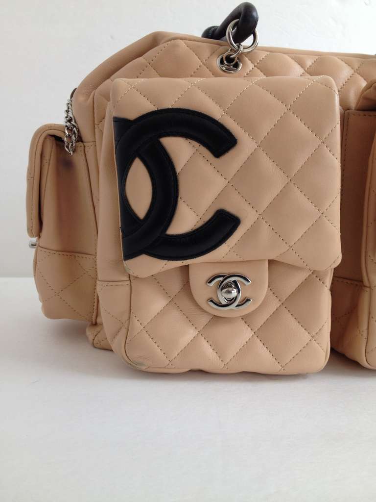 Chanel Beige Quilted Leather Cambon Reporter Handbag In Excellent Condition In San Francisco, CA