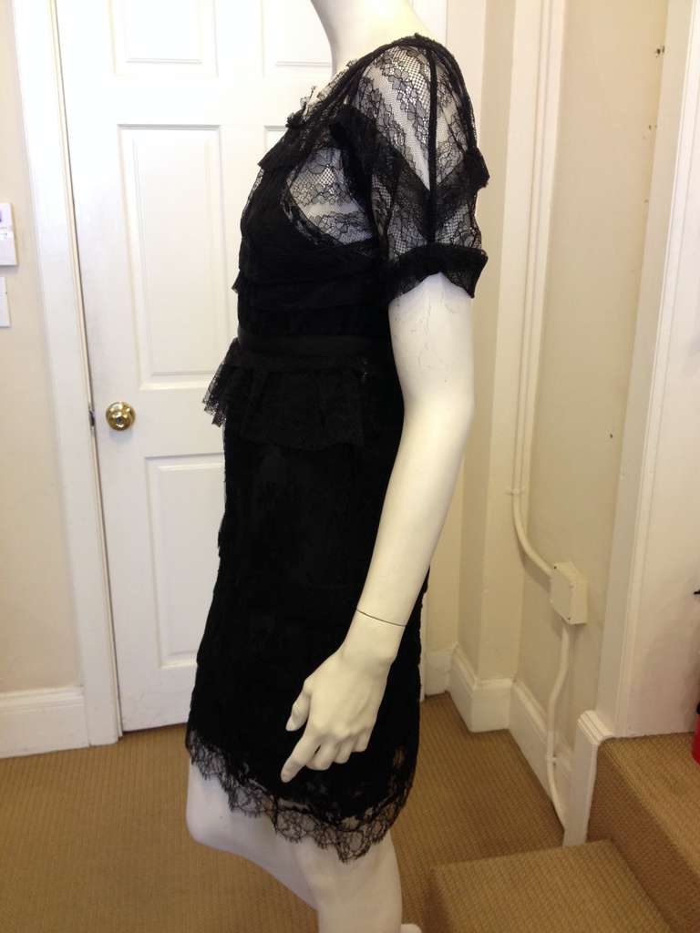 Women's Nina Ricci for Barneys Black Lace Dress