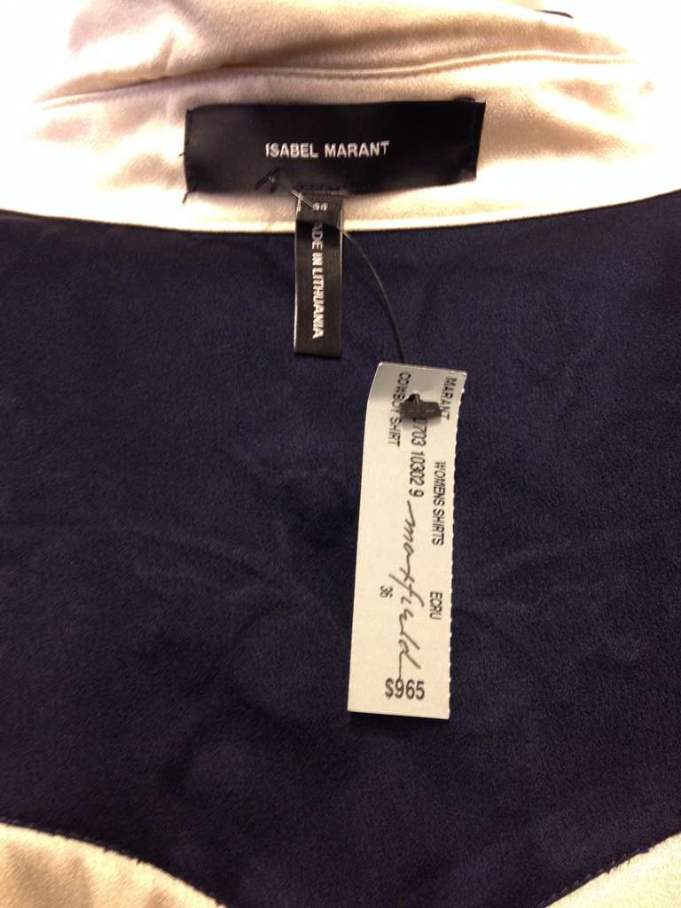 Isabel Marant Navy and Cream Western Shirt In New Condition In San Francisco, CA
