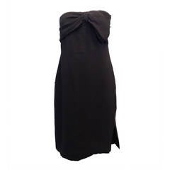Valentino Black Silk Strapless Cocktail Dress with Bow