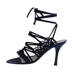 Giorgio Armani Black Leather Lasercut Heels