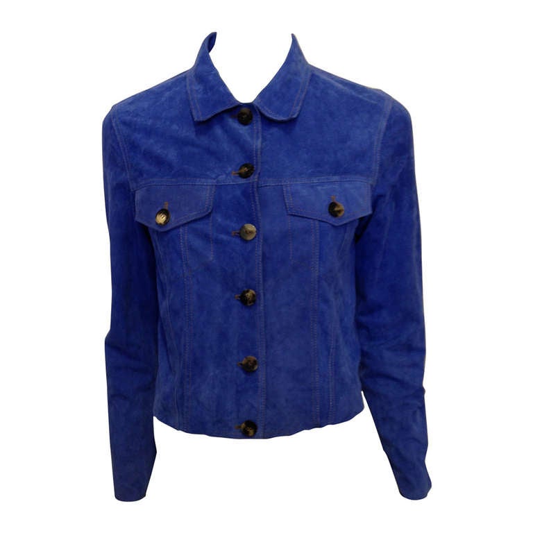 Lucien Pellat-Finet Blue Textured Leather Jacket