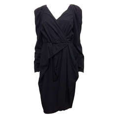 Lanvin Navy Long-Sleeved Dress