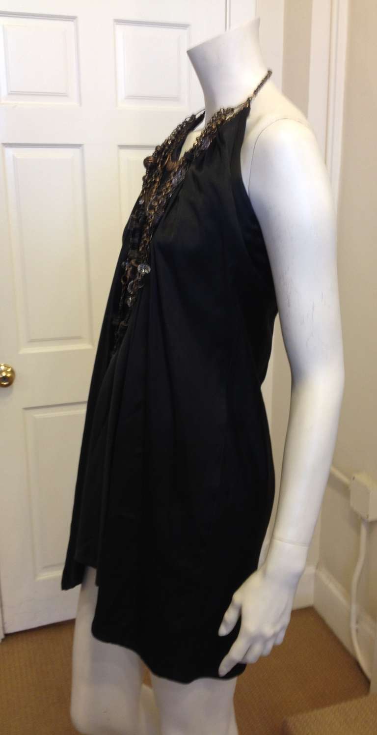 Women's Kaufmanfranco Black Beaded Halter Dress