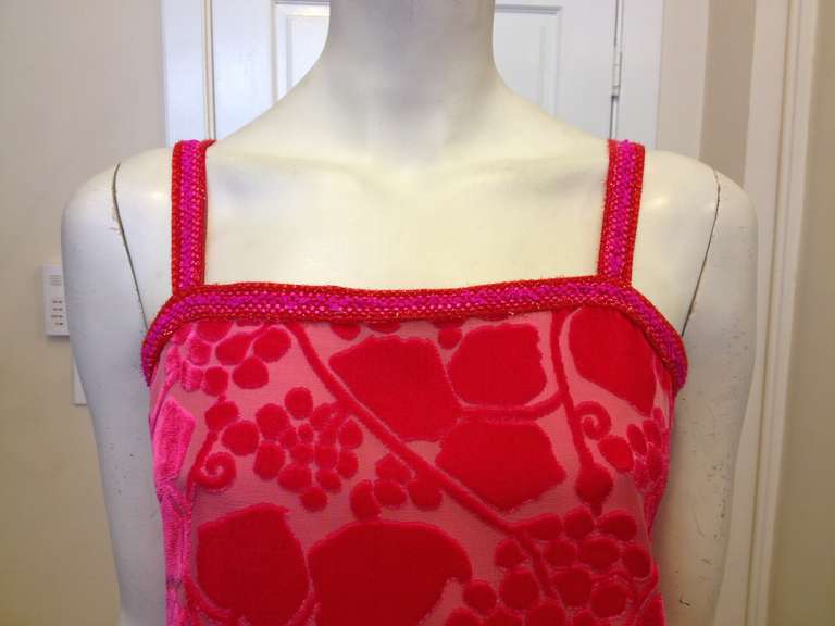 Chanel Hot Pink Velvet Burnout Outfit In Excellent Condition In San Francisco, CA