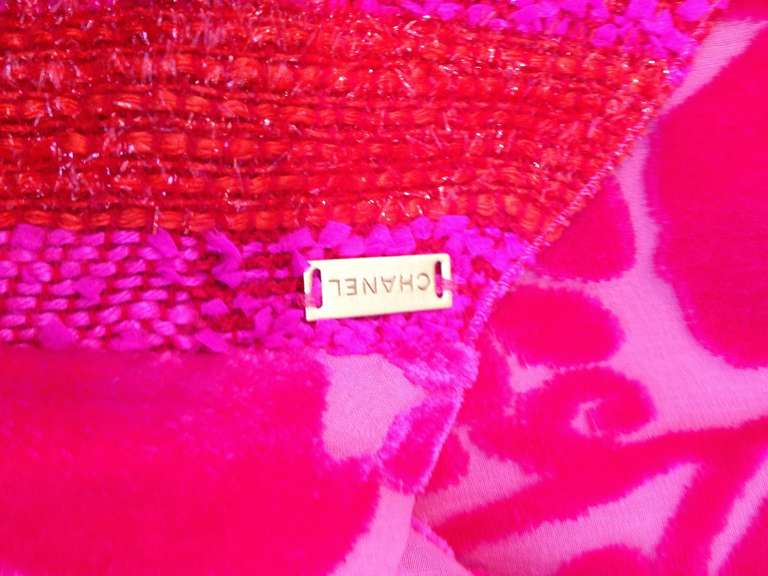 Chanel Hot Pink Velvet Burnout Outfit 4