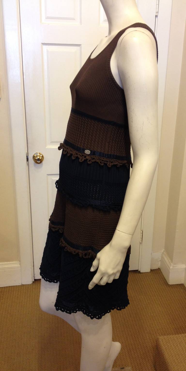 Women's Chanel Brown and Navy Knit Dress