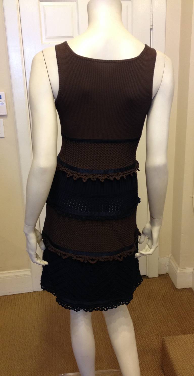 Chanel Brown and Navy Knit Dress 1