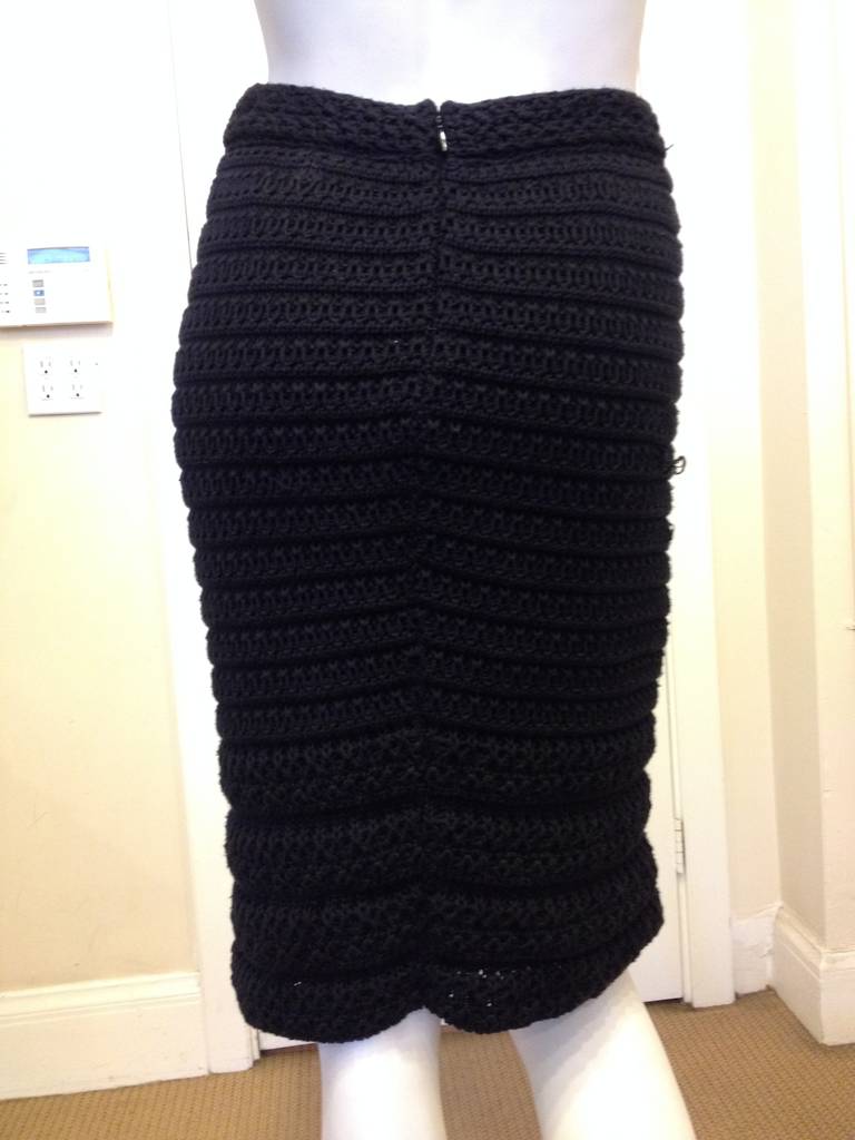 Women's Chanel Navy Knit Skirt