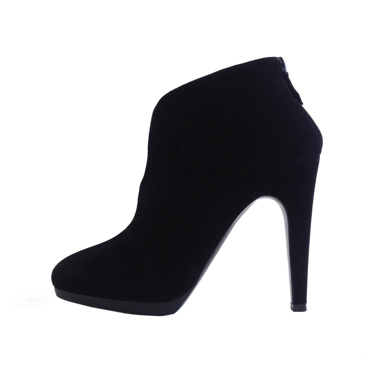 Hermès Black Suede Keyhole Bootie