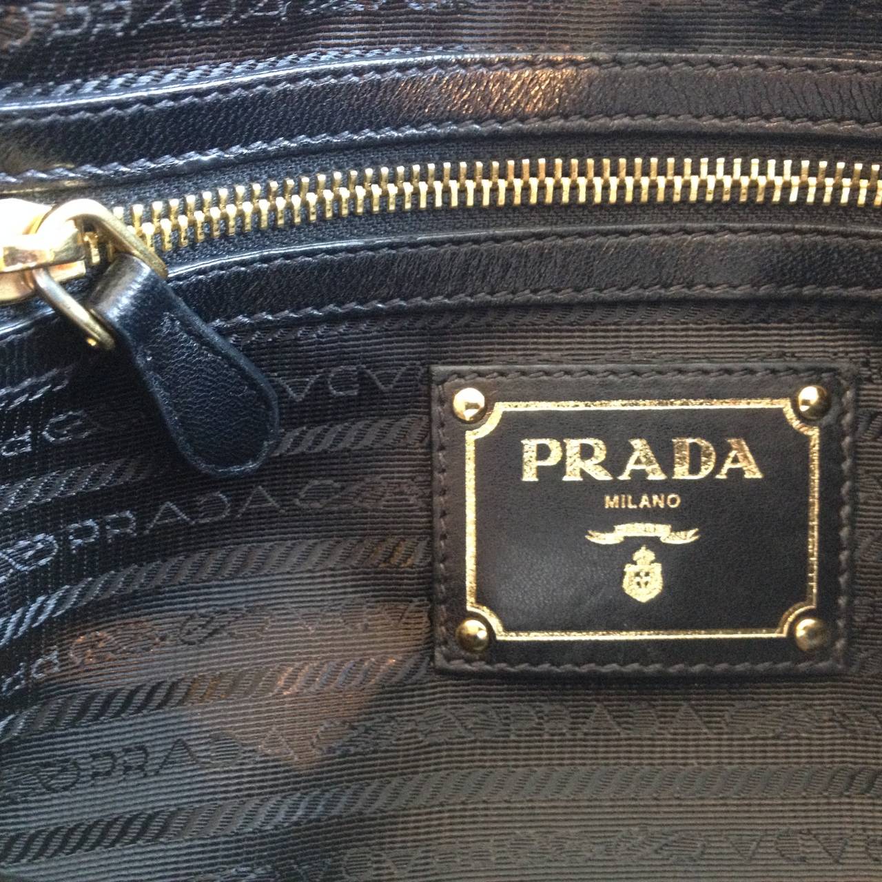 Men's Prada Black Crinkly Leather Clutch with Bow