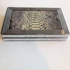 Judith Leiber Ecru Reptile Rhinestone Minaudiere