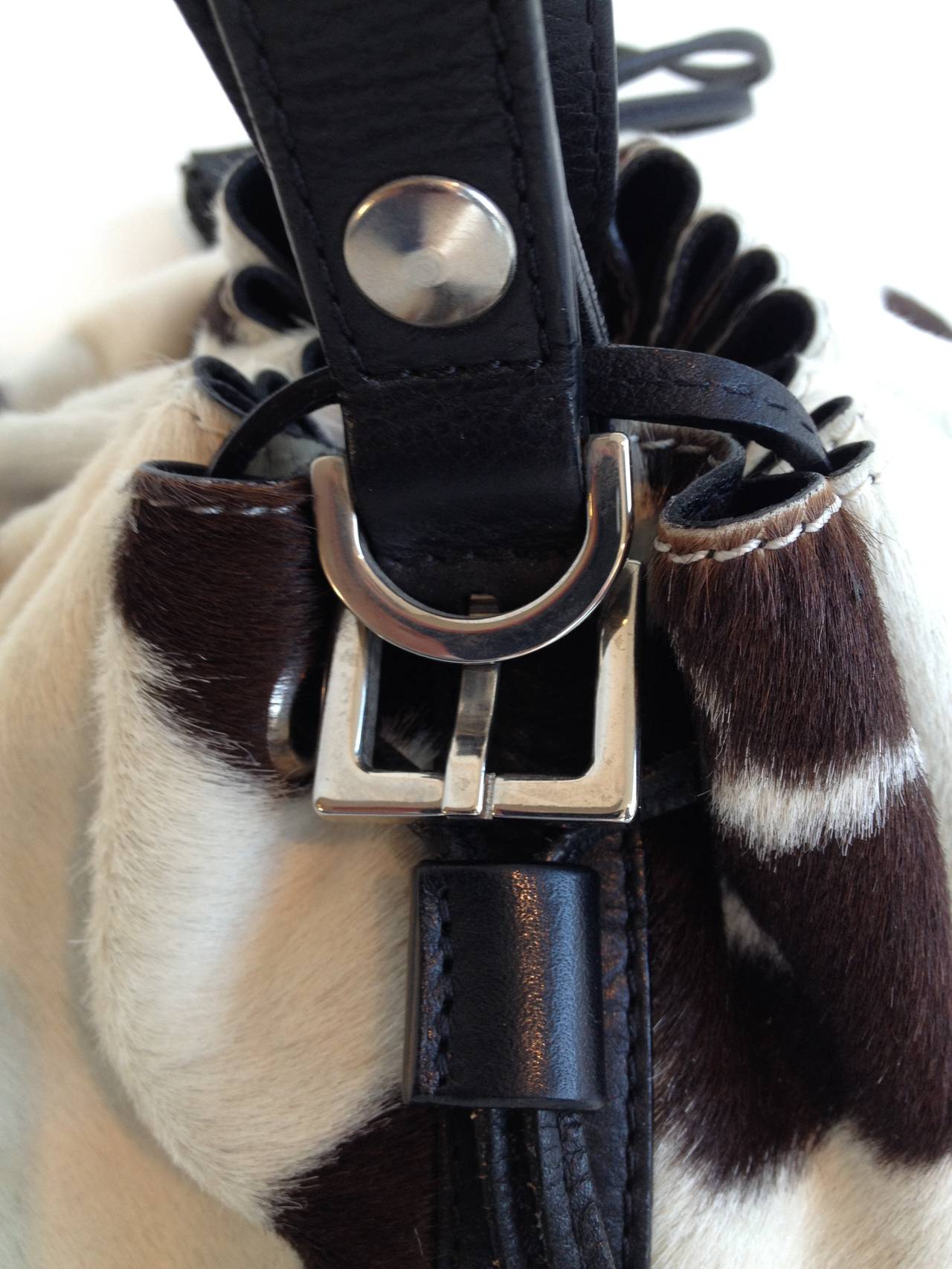 Black Givenchy Cream and Brown Cow Hide Purse
