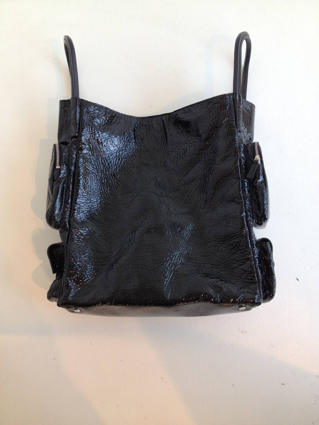 Jil Sander Black Patent Geometric Handbag 1