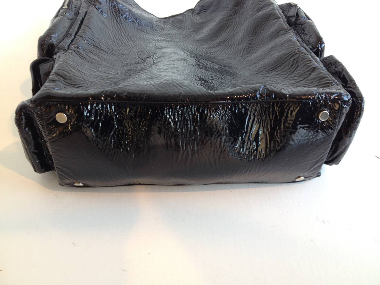 Jil Sander Black Patent Geometric Handbag 3