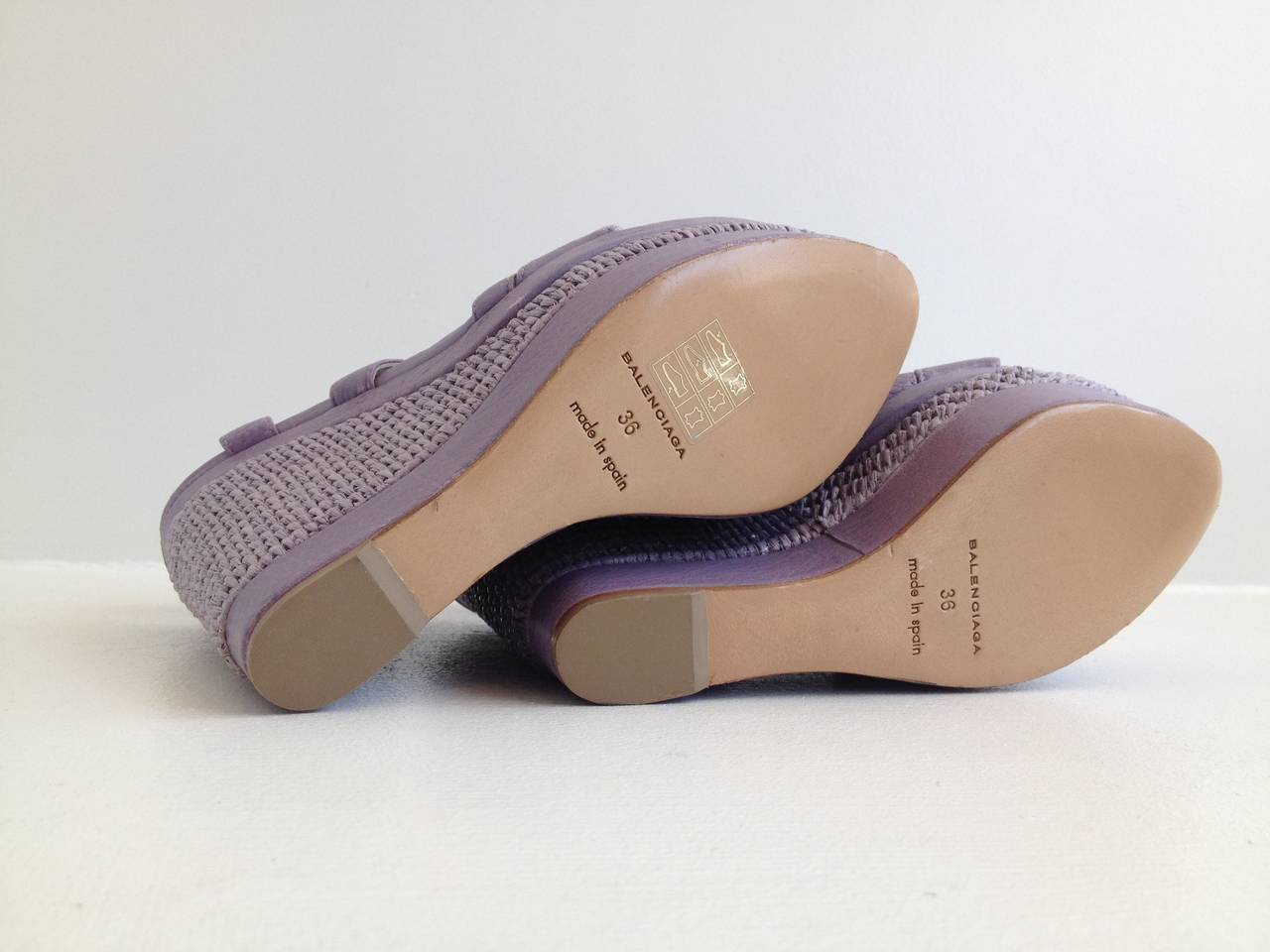 Balenciaga Lavender Woven Straw Wedges 3